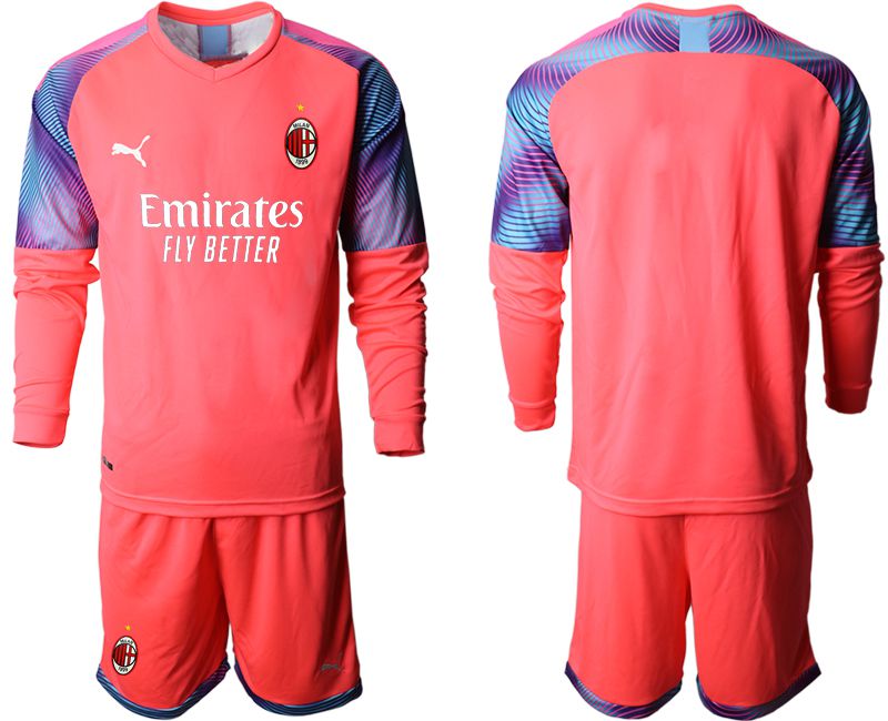 Men 2020-2021 club AC Milan pink goalkeeper long sleeve Soccer Jerseys